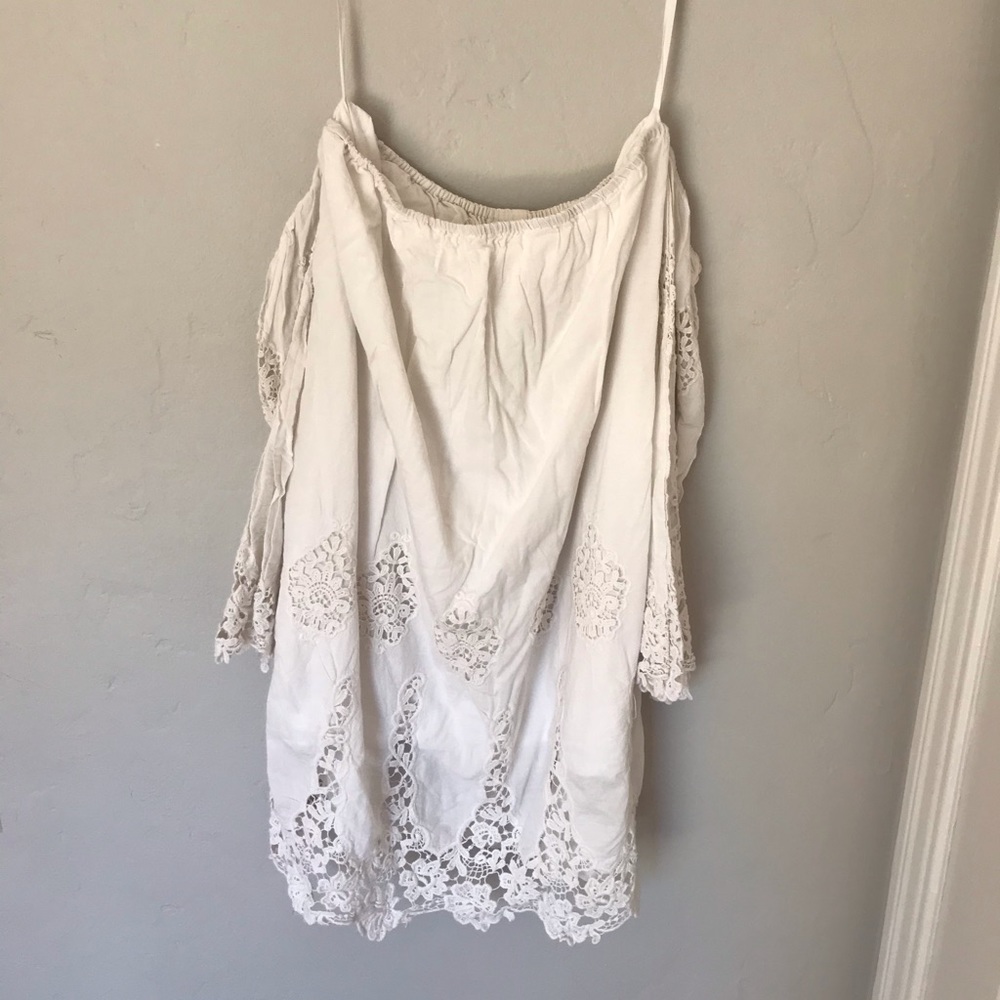 Bebe off the shoulder mini dress